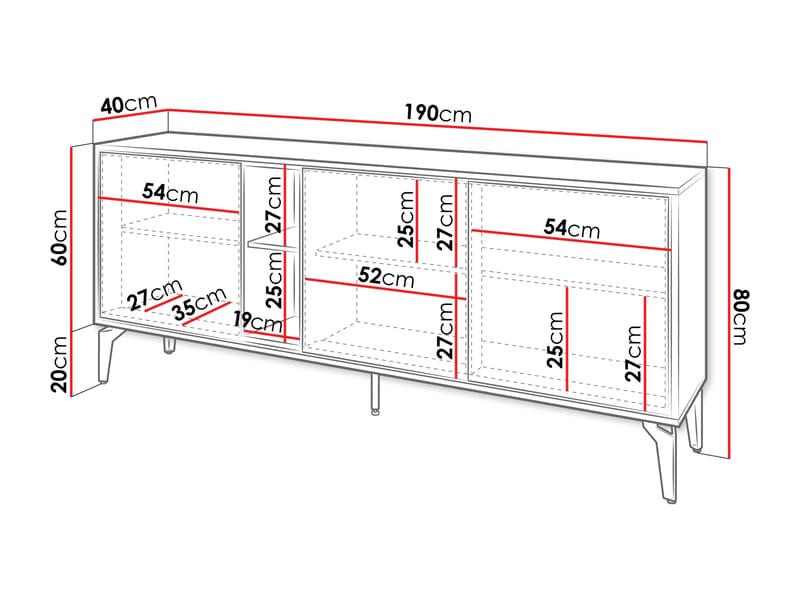 Lorvenn Skjenk 190x40 cm - Brun/Svart - Oppbevaring - Oppbevaringsmøbler - Sideboard & skjenker