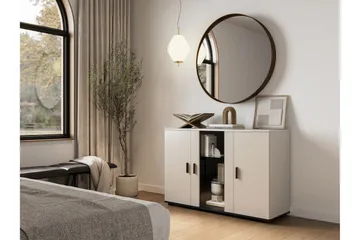 Lyrosen Skjenk 120 cm i Tre med Glassdør - Beige - Oppbevaring - Oppbevaringsmøbler - Sideboard & skjenker