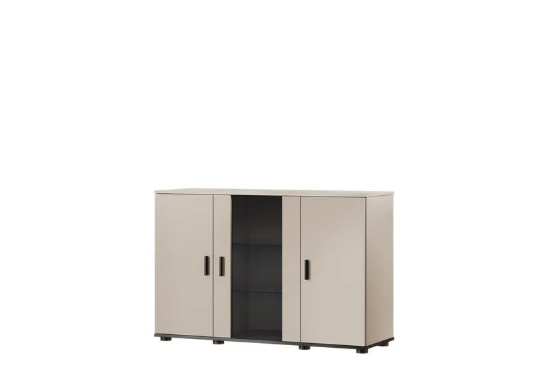 Lyrosen Skjenk 120 cm i Tre med Glassdør, Beige