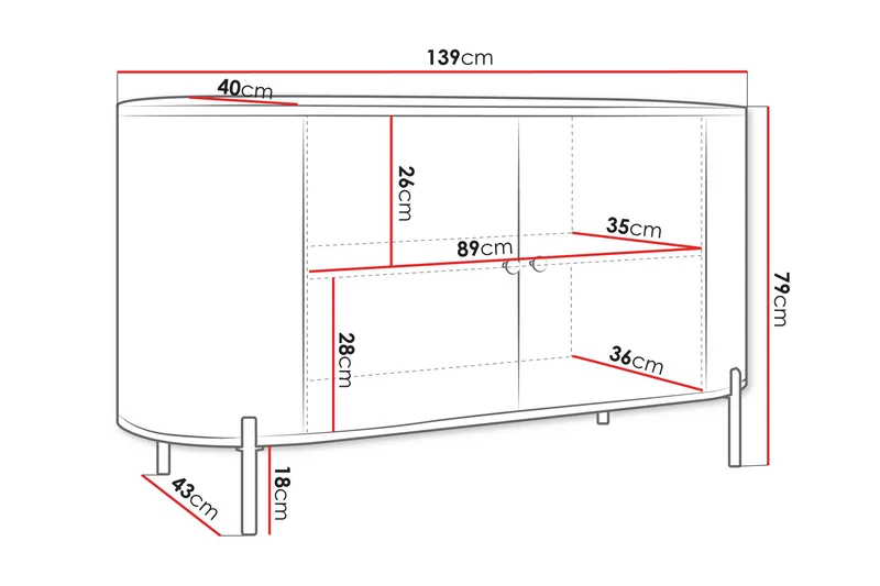 Maggio Skjenk 139x43 cm - Beige - Oppbevaring - Oppbevaringsmøbler - Sideboard & skjenker