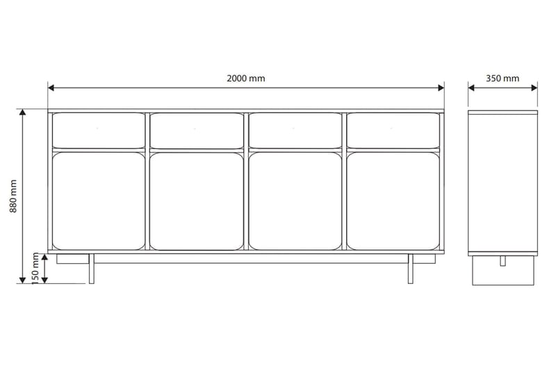 Marinport Kommode 200 cm - Beige - Oppbevaring - Oppbevaringsmøbler - Kommode
