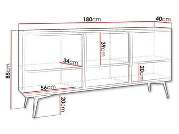 Mireva skjenk 180 cm - svart/gull - Oppbevaring - Oppbevaringsmøbler - Sideboard & skjenker