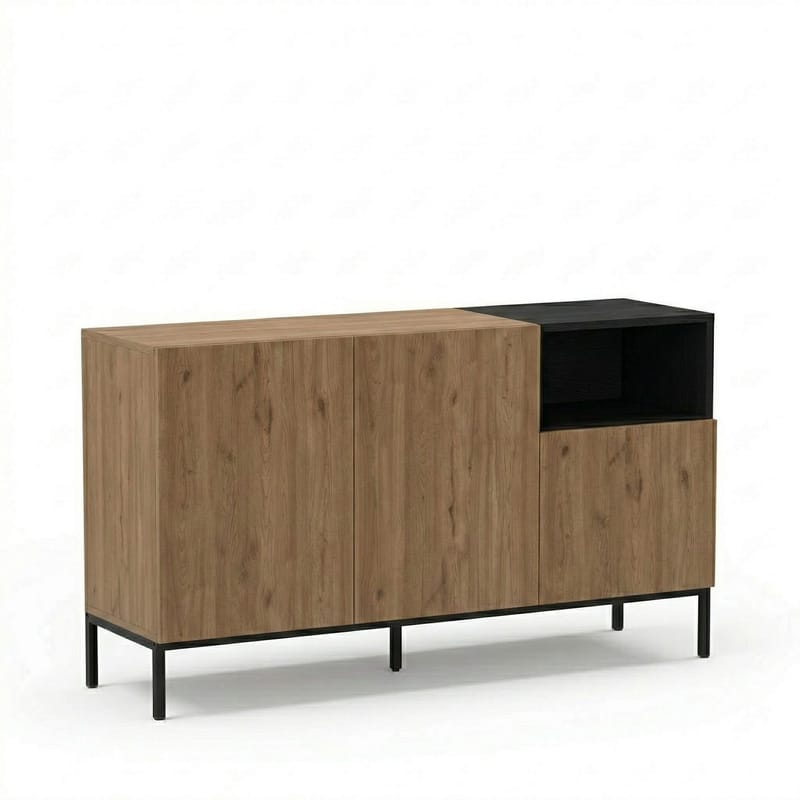 Morlen Konsoll 140x80x41,8 cm - Natural Oak, Wood Black, Sandstone - Oppbevaring - Oppbevaringsmøbler - Sideboard & skjenker