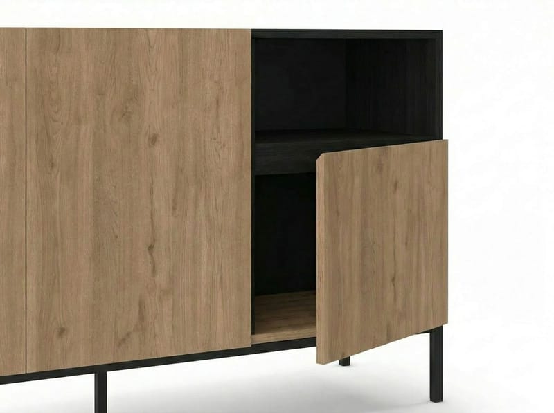Morlen Konsoll 140x80x41,8 cm - Natural Oak, Wood Black, Sandstone - Oppbevaring - Oppbevaringsmøbler - Sideboard & skjenker