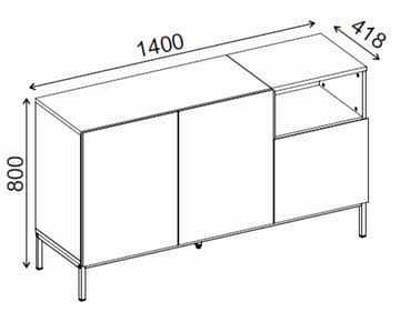Morlen Konsoll 140x80x41,8 cm - Natural Oak, Wood Black, Sandstone - Oppbevaring - Oppbevaringsmøbler - Sideboard & skjenker