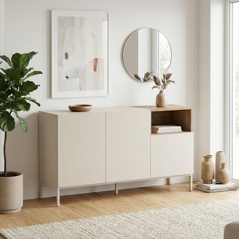 Morlen Konsoll 140x80x41,8 cm - Sandstein Naturlig eik - Oppbevaring - Oppbevaringsmøbler - Sideboard & skjenker