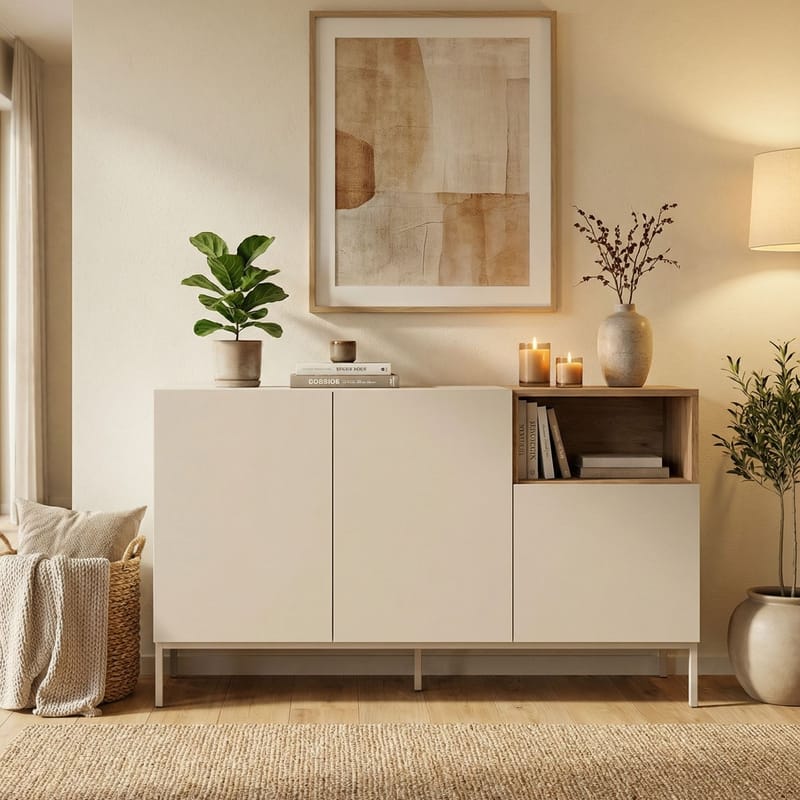 Morlen Konsoll 140x80x41,8 cm - Sandstein Naturlig eik - Oppbevaring - Oppbevaringsmøbler - Sideboard & skjenker