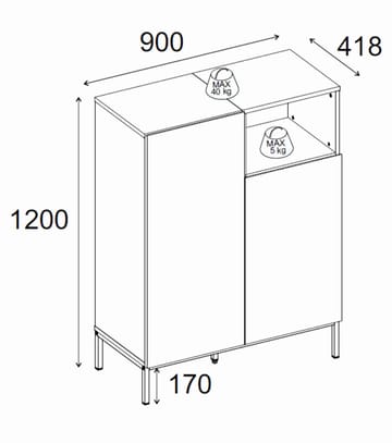 Morlen Skjenk 90x120x41,8 cm - Natural Oak, Wood Black, Sandstone - Oppbevaring - Oppbevaringsmøbler - Sideboard & skjenker