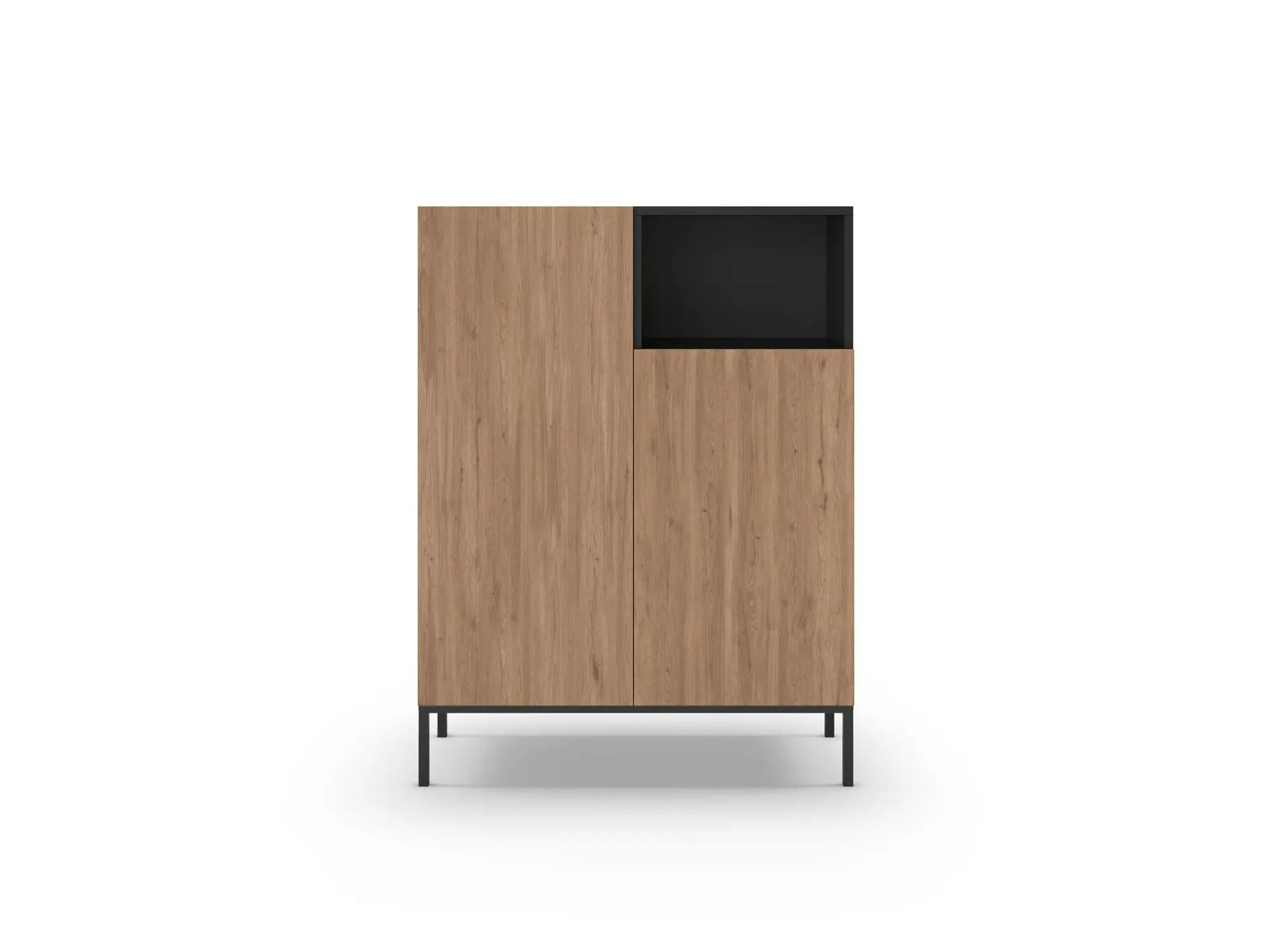 Morlen Skjenk 90x120x41,8 cm - Natural Oak, Wood Black, Sandstone