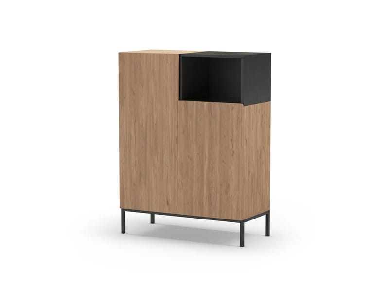 Morlen Skjenk 90x120x41,8 cm - Natural Oak, Wood Black, Sandstone - Oppbevaring - Oppbevaringsmøbler - Sideboard & skjenker