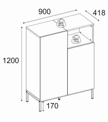 Morlen Skjenk 90x120x41,8 cm - Sandstein og naturlig eik - Oppbevaring - Oppbevaringsmøbler - Sideboard & skjenker
