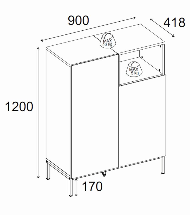 Morlen Skjenk 90x120x41,8 cm - Sandstein og naturlig eik - Oppbevaring - Oppbevaringsmøbler - Sideboard & skjenker