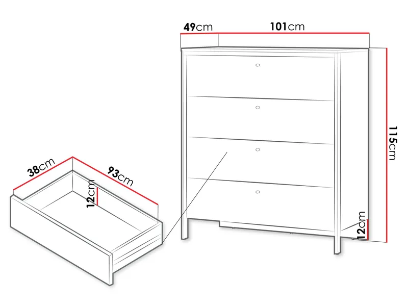 Navron Kommode 101 cm - Beige - Oppbevaring - Oppbevaringsmøbler - Kommode