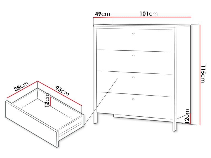 Navron Kommode 101 cm - Beige - Oppbevaring - Oppbevaringsmøbler - Kommode