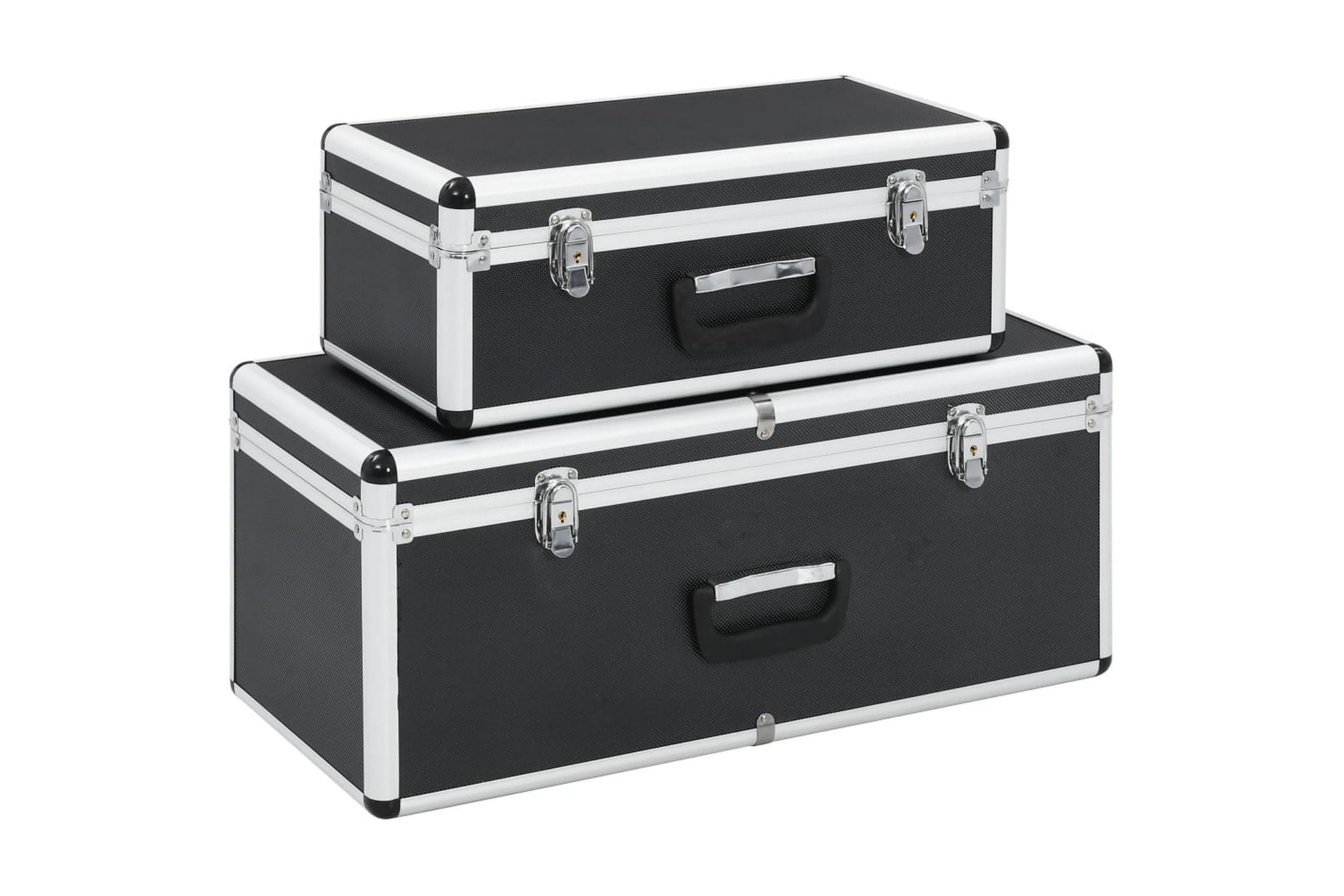 Oppbevaringskasser 2 stk svart aluminium - Svart - Oppbevaring - Oppbevaringsmøbler - Oppbevaringskiste