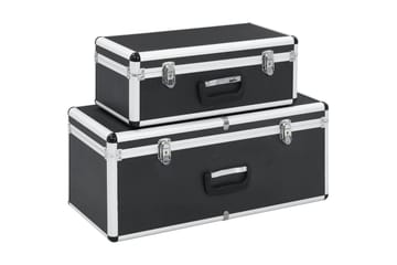 Oppbevaringskasser 2 stk svart aluminium - Svart - Oppbevaring - Oppbevaringsmøbler - Oppbevaringskiste