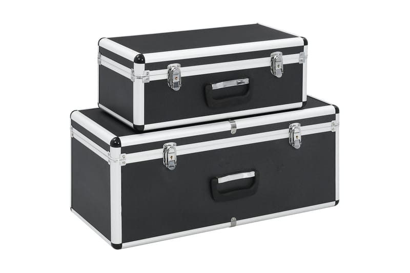 Oppbevaringskasser 2 stk svart aluminium - Svart - Oppbevaring - Oppbevaringsmøbler - Oppbevaringskiste