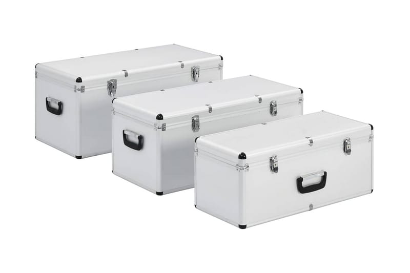 Oppbevaringskasser 3 stk sølv aluminium - Silver - Oppbevaringskiste