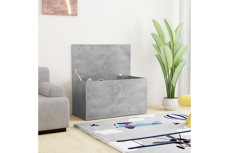 Oppbevaringskiste betonggrå 84x42x46 cm sponplate - Grå - Oppbevaring - Oppbevaringsmøbler - Oppbevaringskiste