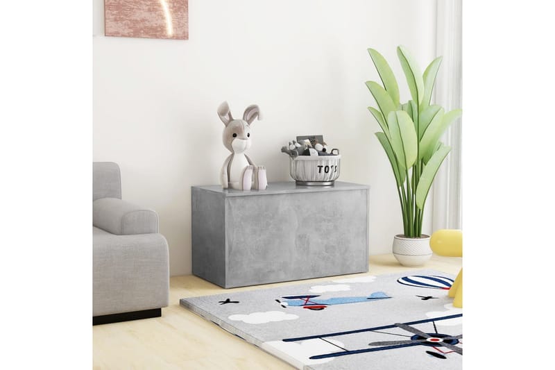 Oppbevaringskiste betonggrå 84x42x46 cm sponplate - Grå - Oppbevaring - Oppbevaringsmøbler - Oppbevaringskiste