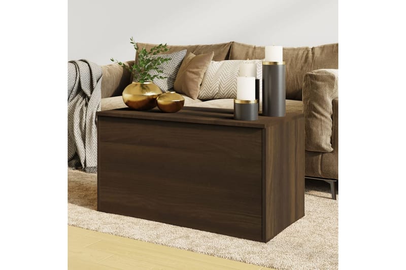 Oppbevaringskiste brun eik 84x42x46 cm konstruert tre - Brun - Oppbevaring - Oppbevaringsmøbler - Oppbevaringskiste