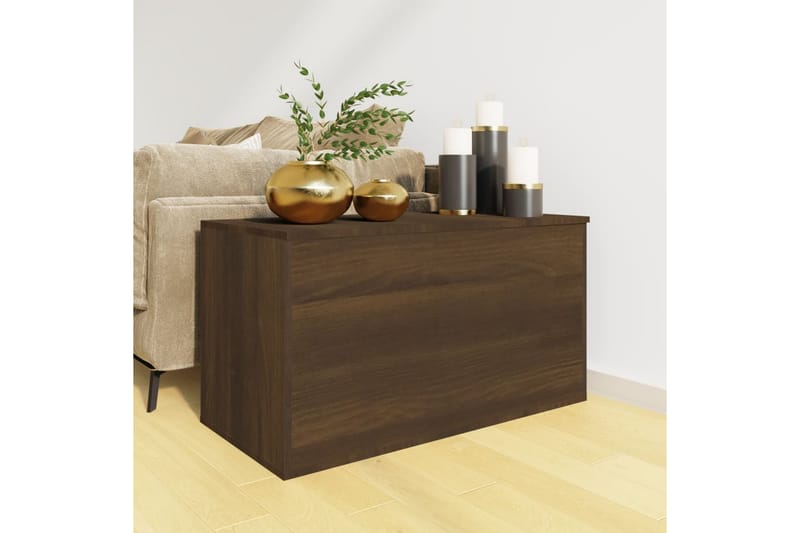 Oppbevaringskiste brun eik 84x42x46 cm konstruert tre - Brun - Oppbevaring - Oppbevaringsmøbler - Oppbevaringskiste
