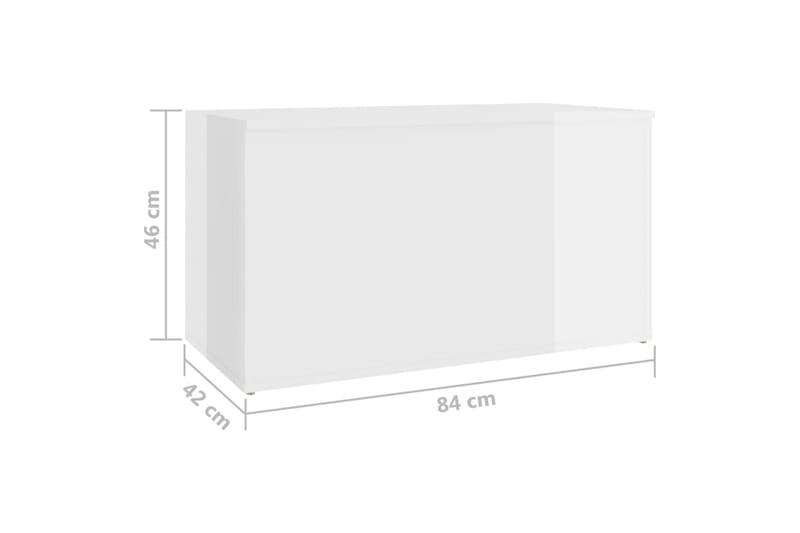Oppbevaringskiste høyglans hvit 84x42x46 cm sponplate - Hvit - Oppbevaringskiste