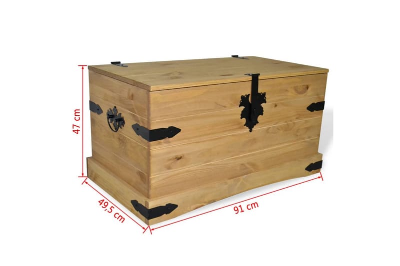 Oppbevaringskiste meksikansk Corona-stil furu 91x49,5x47 cm - Brun - Oppbevaring - Oppbevaringsmøbler - Oppbevaringskiste