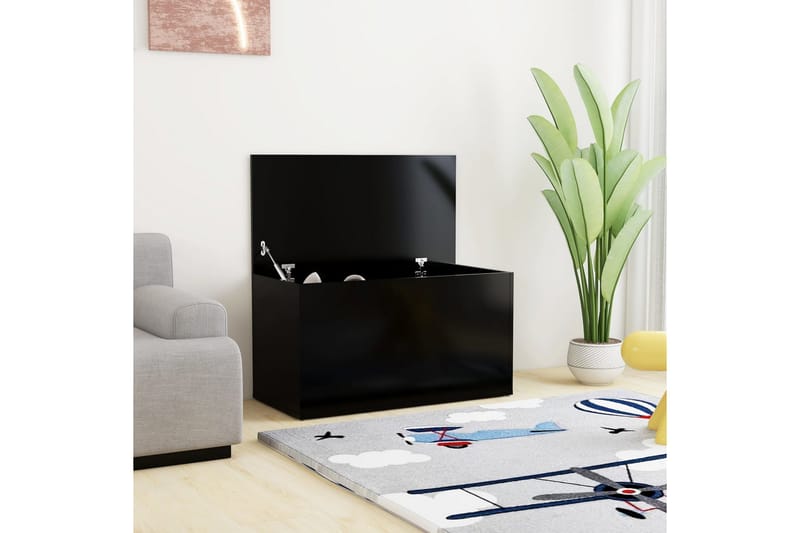 Oppbevaringskiste svart 84x42x46 cm sponplate - Svart - Oppbevaring - Oppbevaringsmøbler - Oppbevaringskiste
