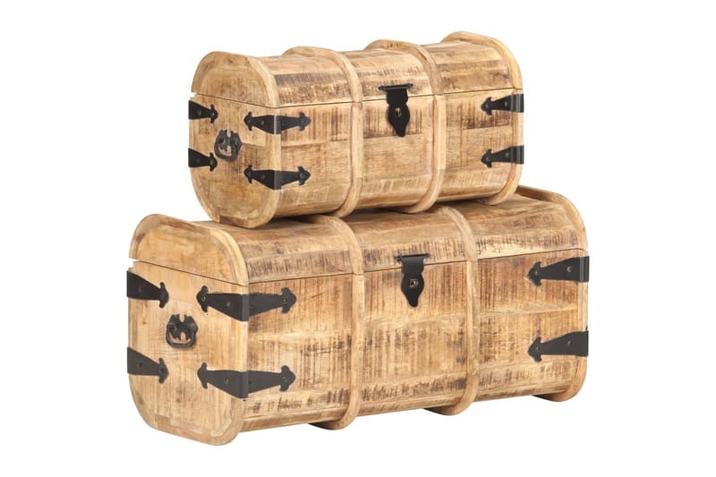 Oppbevaringskister 2 stk heltre mango - Brun - Oppbevaring - Oppbevaringsmøbler - Oppbevaringskiste