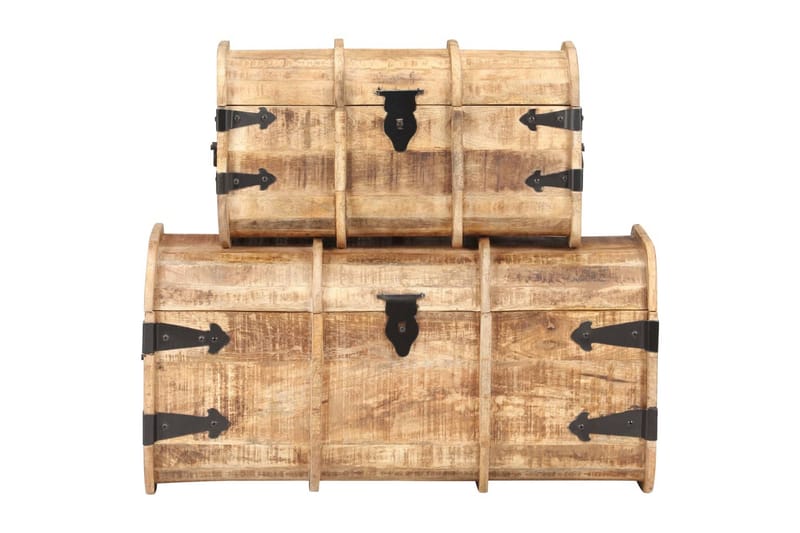Oppbevaringskister 2 stk heltre mango - Brun - Oppbevaring - Oppbevaringsmøbler - Oppbevaringskiste