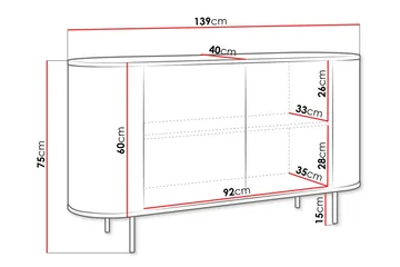Pantego Skjenk 139x40 cm - Rosa - Oppbevaring - Oppbevaringsmøbler - Sideboard & skjenker