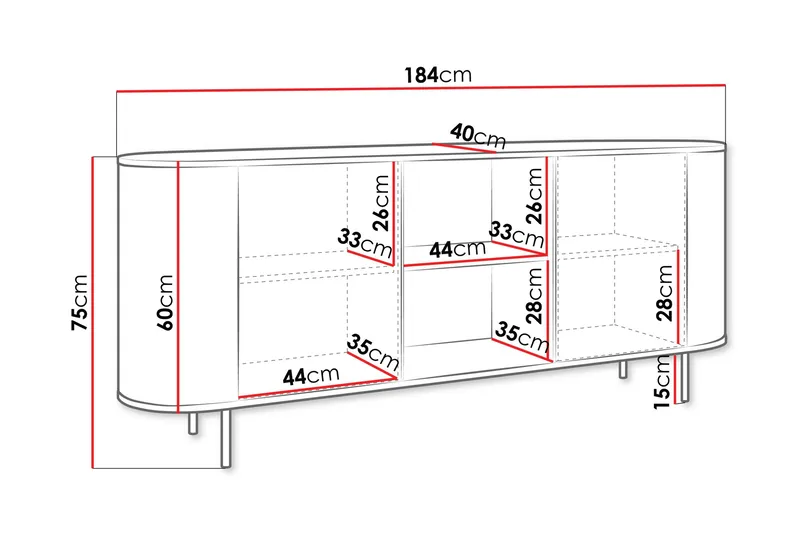 Pantego Skjenk 184x40 cm i Tre med Metallben - Brun - Oppbevaring - Oppbevaringsmøbler - Sideboard & skjenker