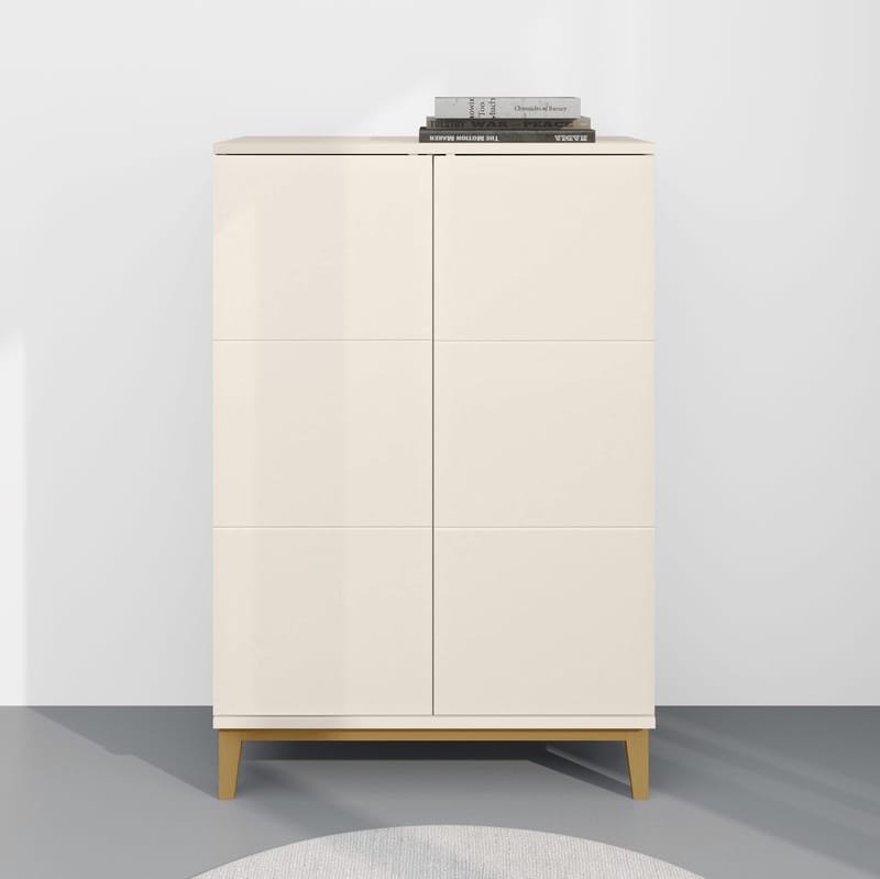 Pelle høyskap 80x121 cm - Kasjmir og eik - Oppbevaring - Oppbevaringsmøbler - Sideboard & skjenker