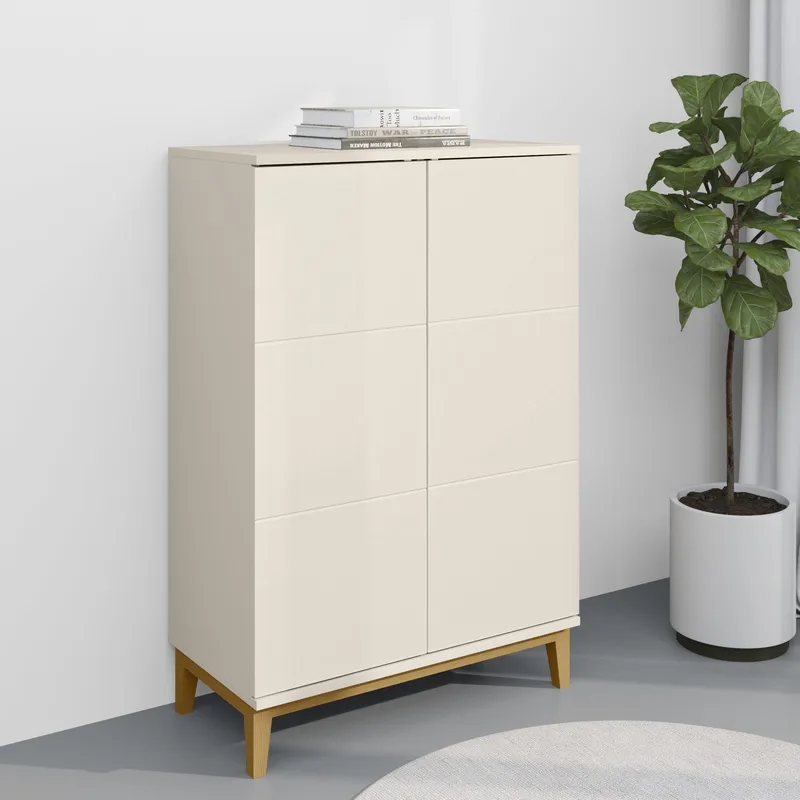 Pelle høyskap 80x121 cm - Kasjmir og eik - Oppbevaring - Oppbevaringsmøbler - Sideboard & skjenker