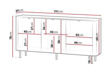 Pollena Skjenk 151x39 cm - Brun - Oppbevaring - Oppbevaringsmøbler - Sideboard & skjenker