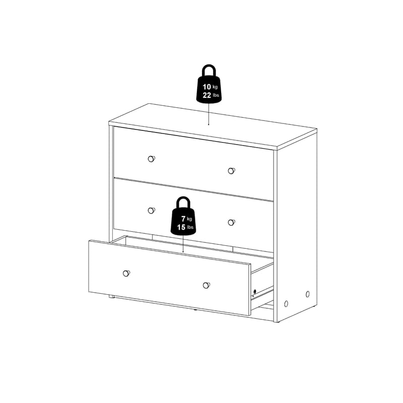 Renor Kommode 3 skuffer 72x30x68 cm - Oppbevaring - Oppbevaringsmøbler - Kommode