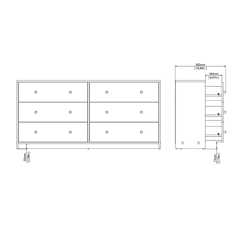 Renor Kommode dobbel kommode med 6 skuffer 143x30x68 cm - Oppbevaring - Oppbevaringsmøbler - Kommode