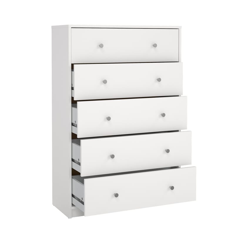 Renor Kommode med 5 skuffer Hvit 72x30x108 cm - Oppbevaring - Oppbevaringsmøbler - Kommode
