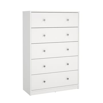 Renor Kommode med 5 skuffer Hvit 72x30x108 cm - Oppbevaring - Oppbevaringsmøbler - Kommode