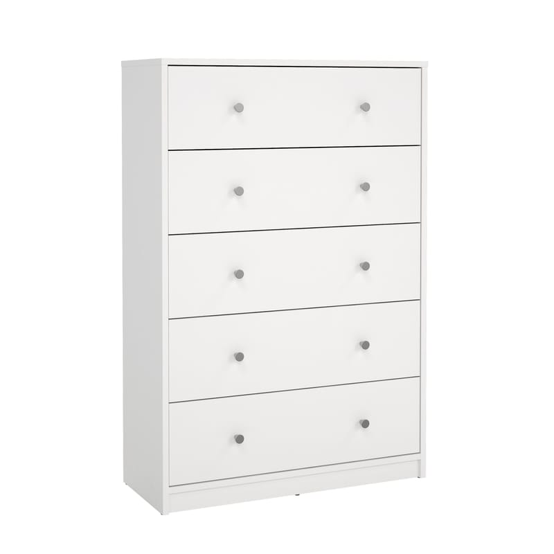Renor Kommode med 5 skuffer Hvit 72x30x108 cm - Oppbevaring - Oppbevaringsmøbler - Kommode