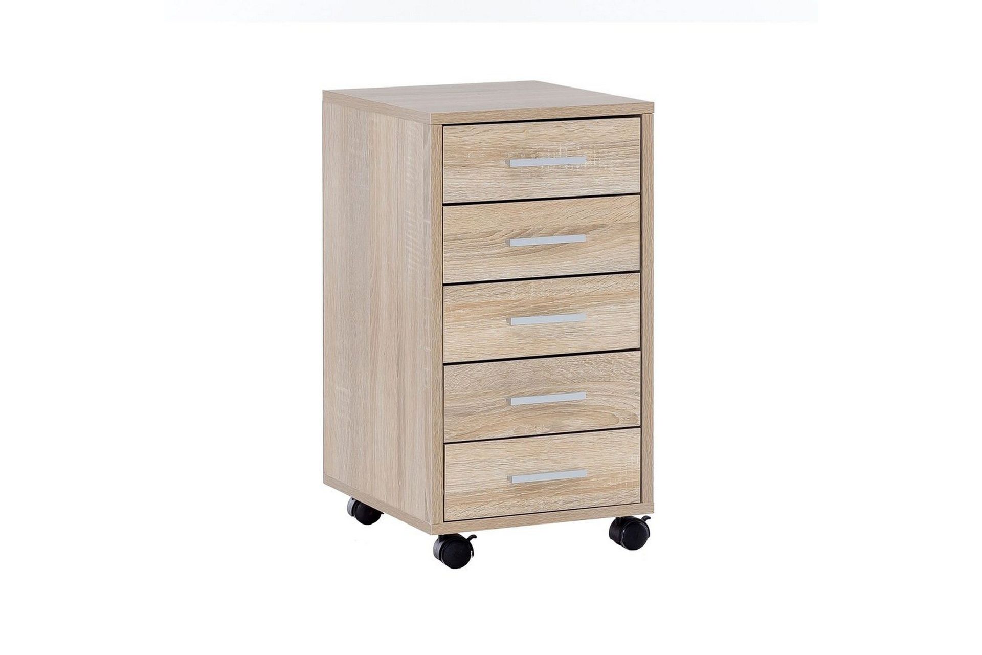 Rullecontainer Wohnling 5 skuffer med hjul, foliert sponplate, moderne stil Sonoma - Sonoma