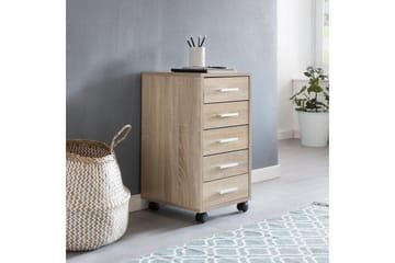 Rullecontainer Wohnling 5 skuffer med hjul, foliert sponplate, moderne stil Sonoma - Sonoma - Oppbevaring - Oppbevaringsmøbler - Kommode - Skuffeseksjon