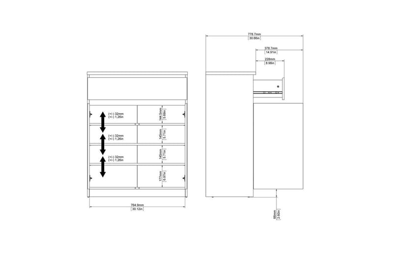 Salomns Skjenk 80,4x40 cm - Hvit - Oppbevaring - Oppbevaringsmøbler - Sideboard & skjenker