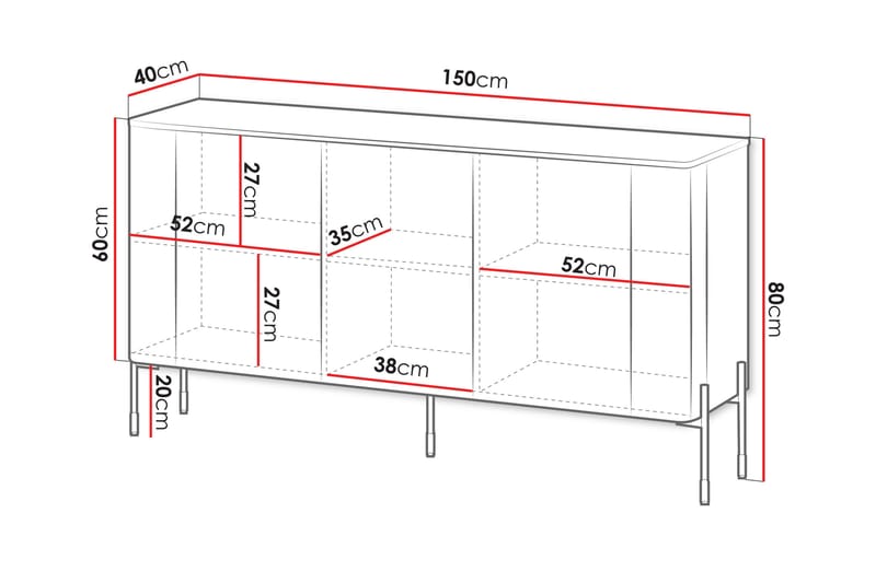 Sherie Skjenk 150x40 cm - Beige - Oppbevaring - Oppbevaringsmøbler - Sideboard & skjenker
