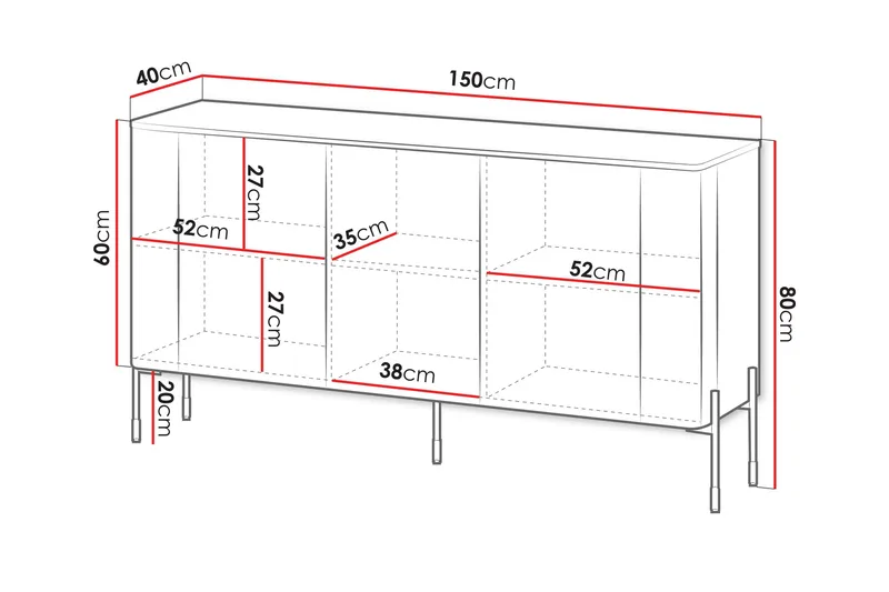 Sherie Skjenk 150x40 cm - Beige - Oppbevaring - Oppbevaringsmøbler - Sideboard & skjenker