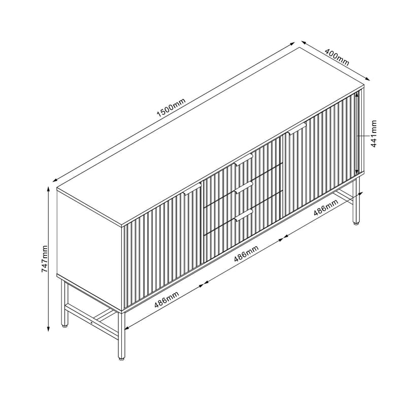 Side Board HOME4YOU 150x40x75 cm - svart / lyst tre - Oppbevaring - Oppbevaringsmøbler - Sideboard & skjenker