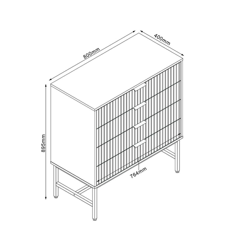 Side Board HOME4YOU 80x40x89,5 cm - svart / lyst tre - Oppbevaring - Oppbevaringsmøbler - Sideboard & skjenker