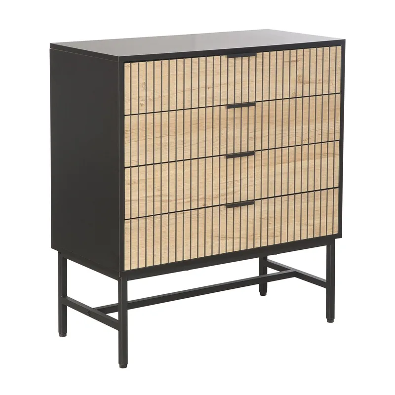 Side Board HOME4YOU 80x40x89,5 cm, svart / lyst tre