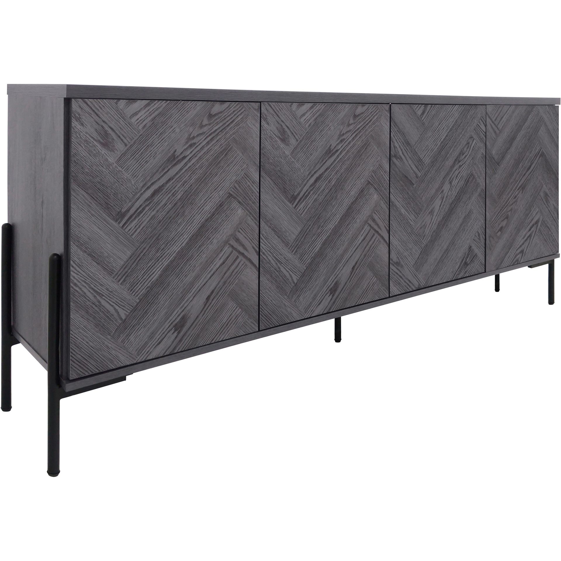 Sideboard Loft24 Grått fiskbensmönster/grå ek - Grå eik i fiskebeinsmønster / grå eik